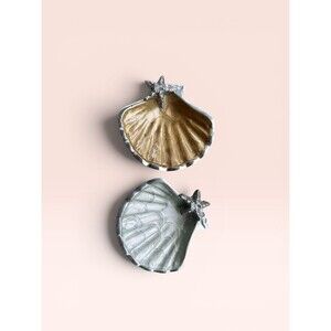 Julia Knight Scallop Shell Starfish Bowl X 2 4.5’’ Toffee, Green